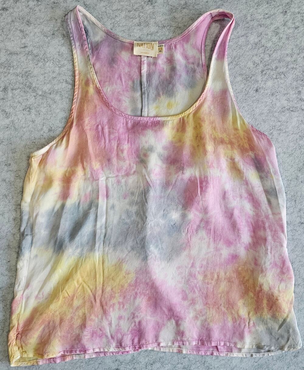 Nation Ltd. Tie Dye Tank Top, 100% Viscose,  Spring, Festival, Y2K, Womens Sz XS
